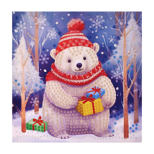Алмазная открытка. Медвежонок с подарком - Origami фото 2