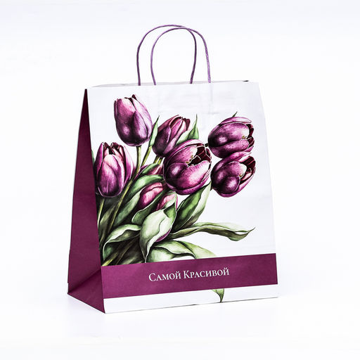 Пакет подарочный крафт «Самой красивой» 32×19.5×37 см