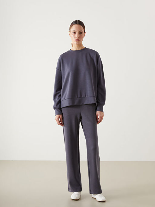 Oversize Modal Kar???ml? Kad?n Sweatshirt