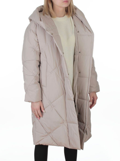 8870 LT. BEIGE Пальто зимнее женское оверсайз (200 гр. холлофайбер)