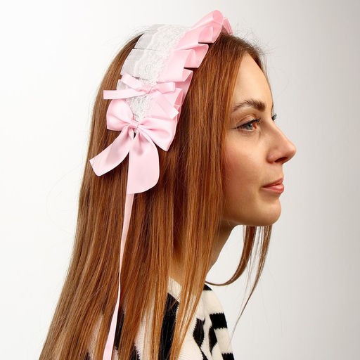 Карнавальная повязка Лолита цвет розовый с белым кружевом - Simaland фото 6