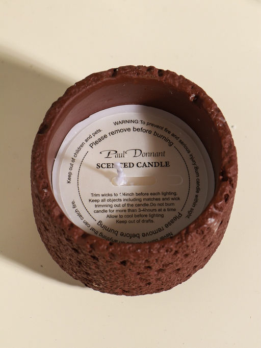 Свеча в вулканическом подсвечнике "Лава" терракот 8,5х8,5х7,5 см