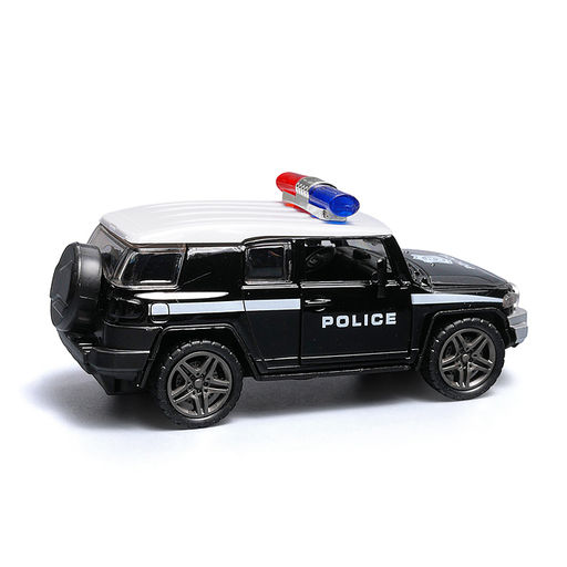 Чёрная инерционная машинка полицейская с белой крышей die-cast , 1:32