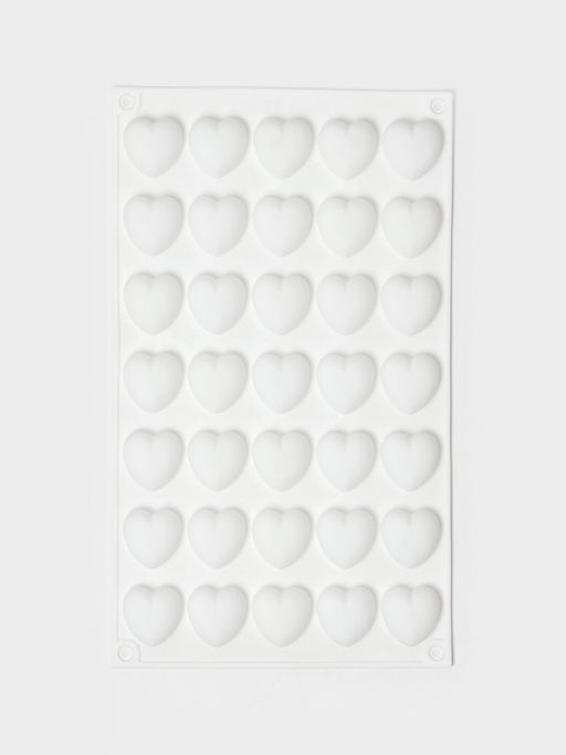 Форма для муссовых десертов и шоколада KONFINETTA Сердца, силикон, 29.7?17.3?1.5 см, 35 ячеек (2.7?2.5 см), белая