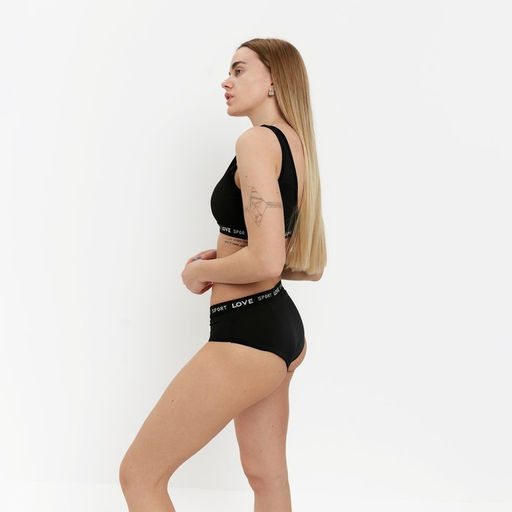 Комплект женский (топ,трусы), цвет чёрный, размер ONE SIZE (42-48)