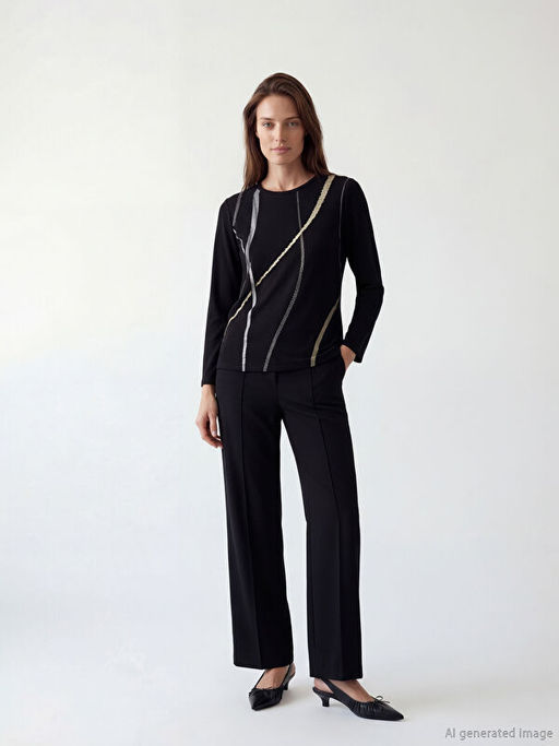 Bisiklet Yaka Desenli Bluz