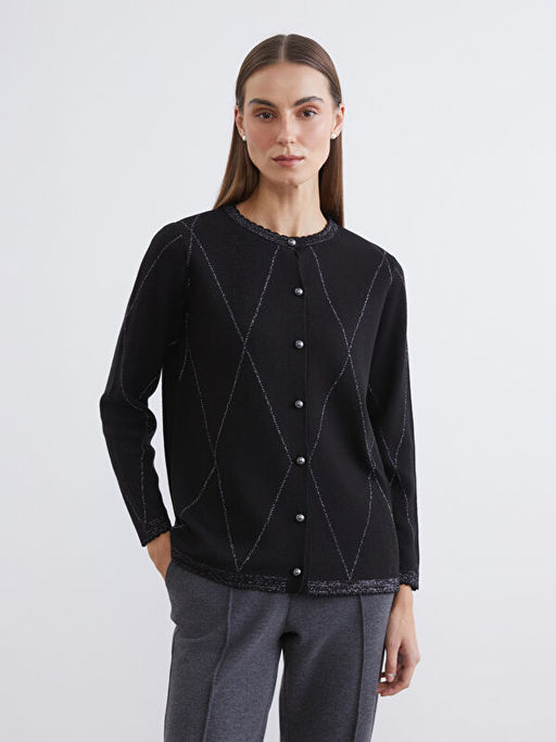 Bisiklet Yaka Baklava Desenli Kad?n Triko H?rka