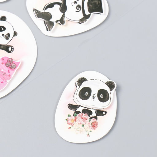Наклейка картон 2 слоя Цветочные панды 17х12 см - Simaland фото 2