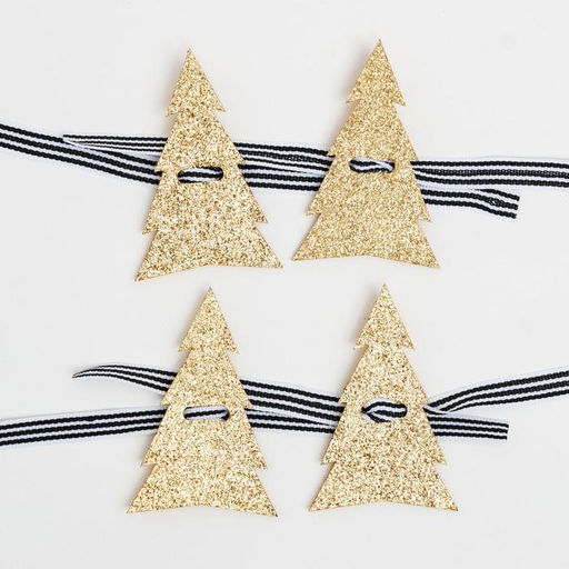 Цена за 2 шт. Набор для декора столовых предметов Доляна. Ёлка, 4 шт., цвет золото, 5?7.5 см