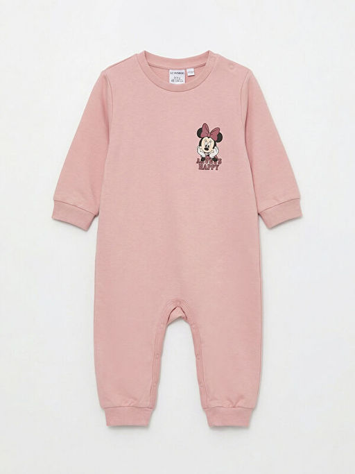 Bisiklet Yaka Minnie Mouse Bask?l? K?z Bebek Tulum