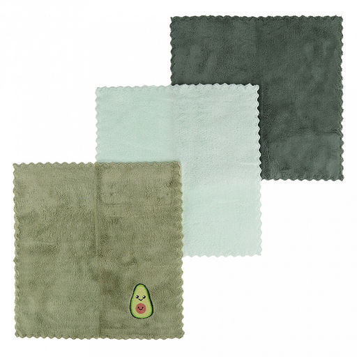 Салфетка для уборки 30х30см "Аавокадо друг", микрофибра, набор 3шт (Китай)