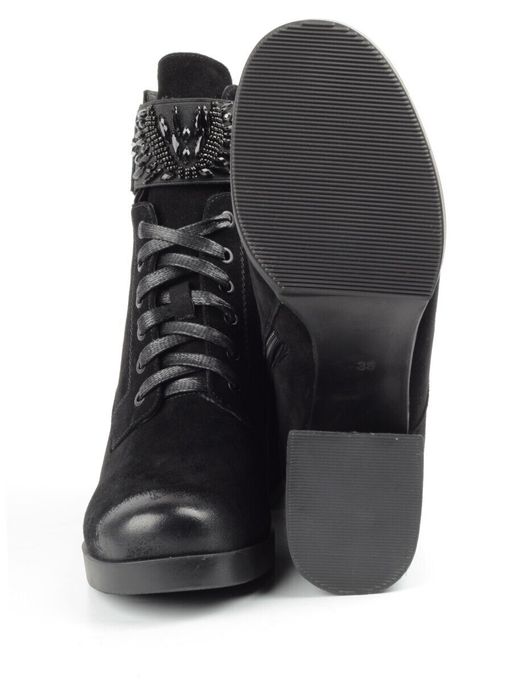 04-R135-1 BLACK Ботинки зимние женские (натуральная замша, натуральный мех) - Фабричный китай фото 17