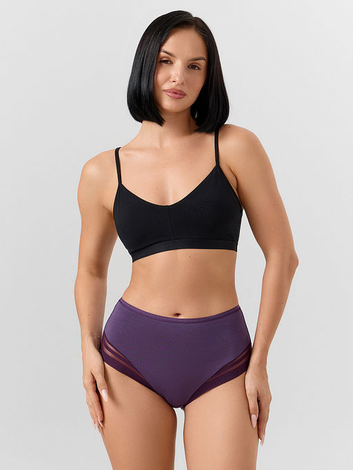 Цена за 2 штуки! Трусы макси женские фиолетовые с элементами кружева