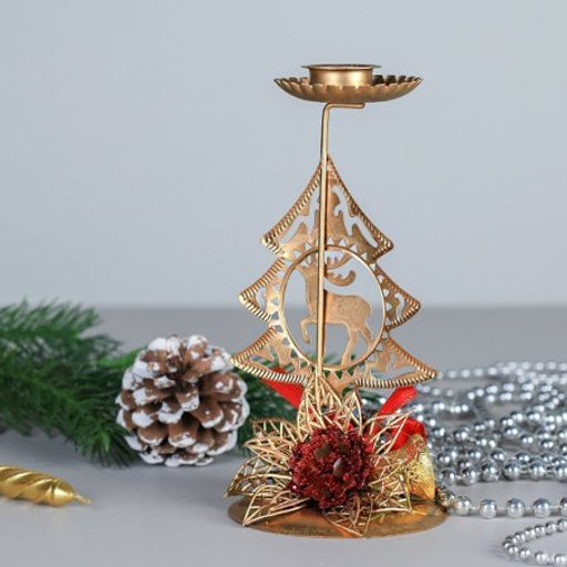 Подсвечник новогодний Елка 16 см / SF2023-145 /уп 240/ - ГалеонТрейд фото 4