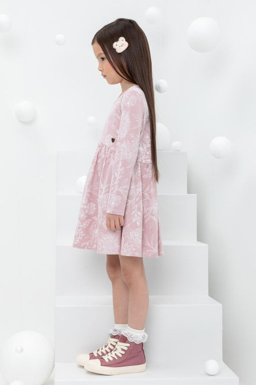 КР 5788/розовый лед,кружевные цветы к433 платье для дев