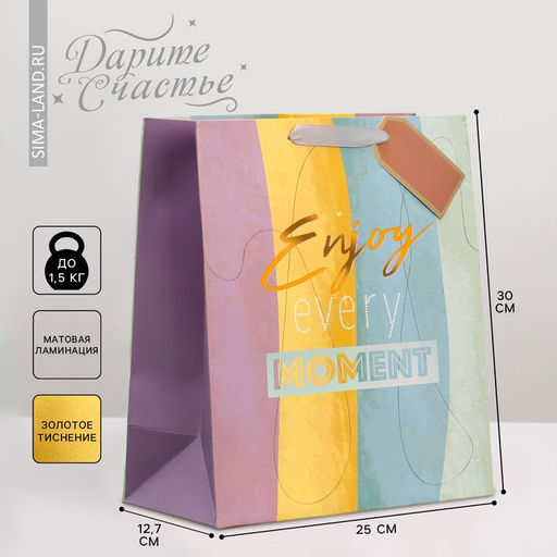 Пакет подарочный ламинированный, упаковка, тиснение, «Лови момент», 25×30.5×12.5 см