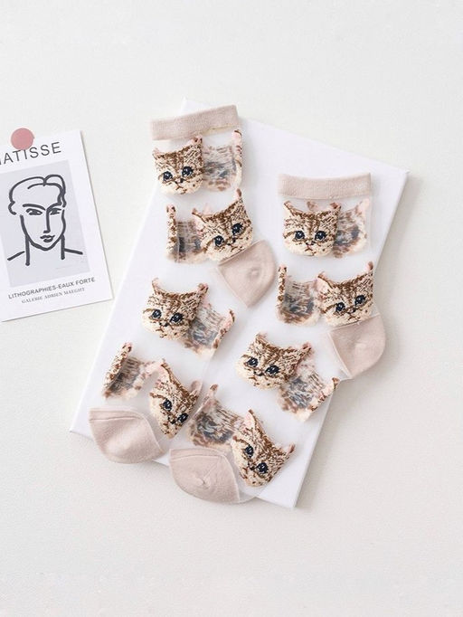 Носки iLikeGift Cat patern, beige, мужские/женские евро размер 35-41