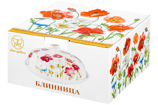 Блинница 23*23*9,5 см "Маки" NEW BONE CHINA