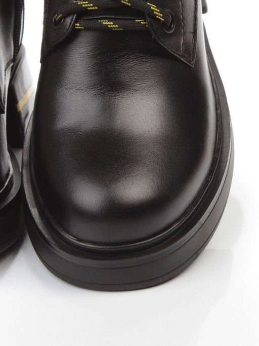 P514-3 BLACK/YELLOW Ботинки демисезонные женские (натуральная кожа, байка)
