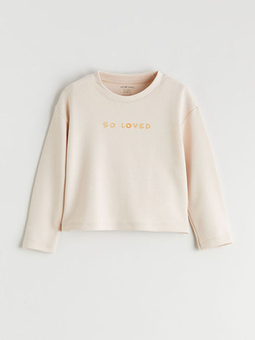 Bask?l? K?z Bebek Sweatshirt ve E?ofman Alt?