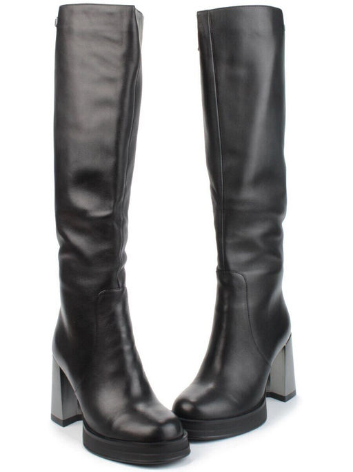 02-B6236-6051Z-9BM-1 BLACK Сапоги зимние женские (натуральная кожа, натуральный мех)