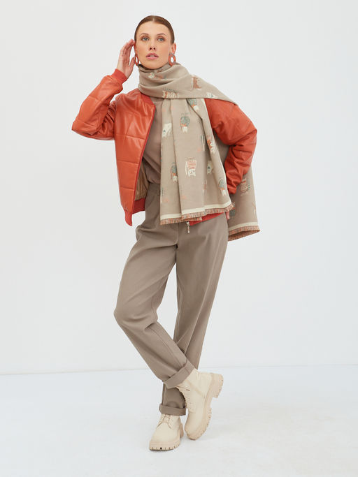 Большой, мягкий, теплый двусторонний палантин с принтом. - Tantino фото 4