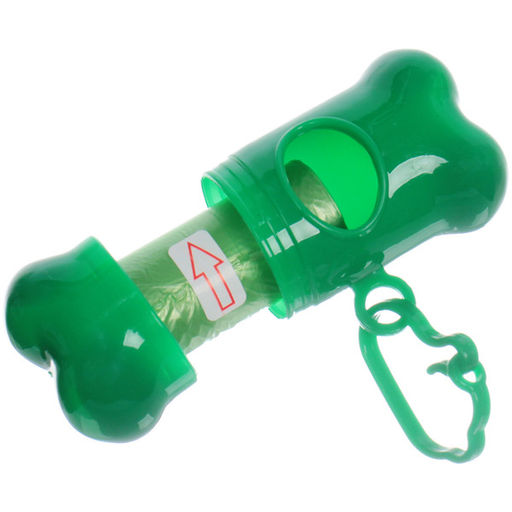 Цена за 6 шт. Контейнер с пакетами для уборки за собакой с карабином,цвет зеленый Ultramarine