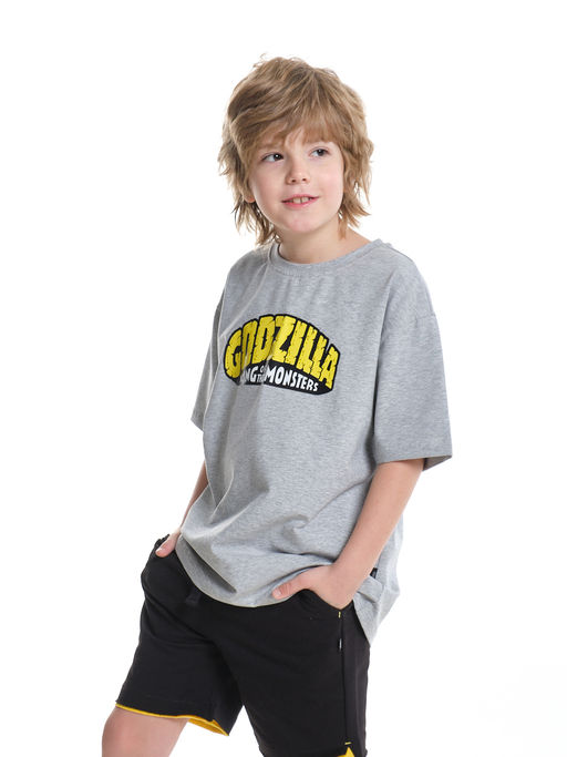 Футболка для мальчика с принтом 22-9015 серый меланж - Mini maxi фото 4