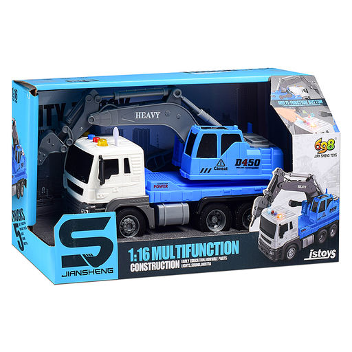 Машина "СтройМощь" 1:16 (свет, звук) в коробке (цвет синий)