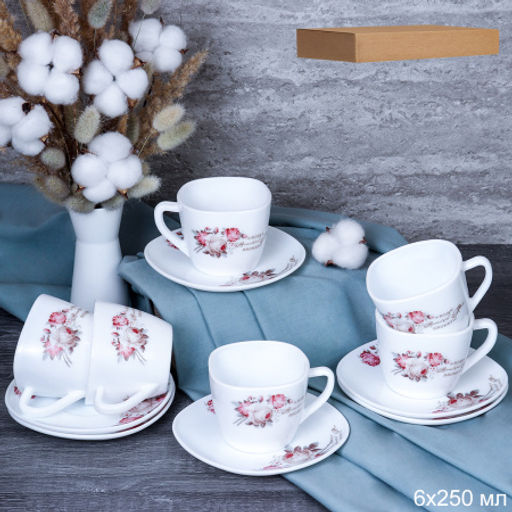 Чайный набор 12 предметов 250 мл квадратная / FXB220/FBD220-6A (6916) /уп 8/ серия Чайная роза - Галеонтрейд фото 6