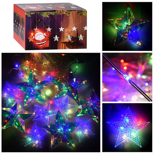 Электрогирлянда со звездами, цветная