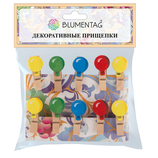Blumentag WCLB-35 Декоративные прищепки 5 х 10 шт. 3.5 см B01 Разноцветные шарики  фото 4