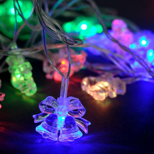 Гирлянда Нить 5 м с насадками Два колокольчика, IP20, прозрачная нить, 20 LED, свечение мульти (RG/RB), мигание, 220 В - Luazon lighting фото 4