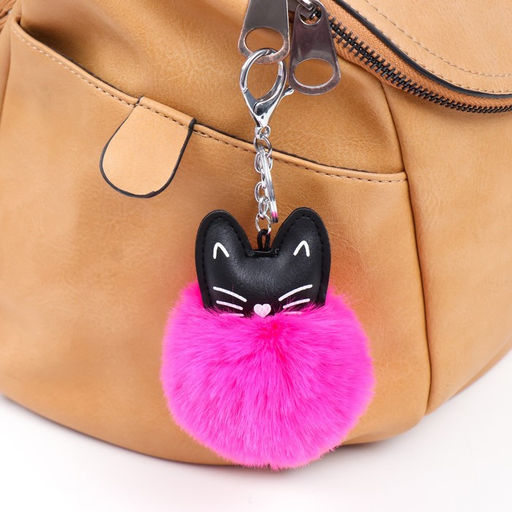 Цена за 2 шт. Брелок для ключей на кольце Пушистик. Котик, на сумку, рюкзак, d=7 см, МИКС