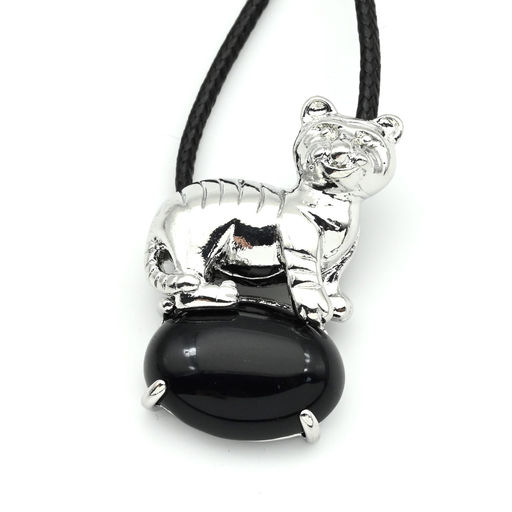 Подвеска с агатом черным Тигр 23*32мм