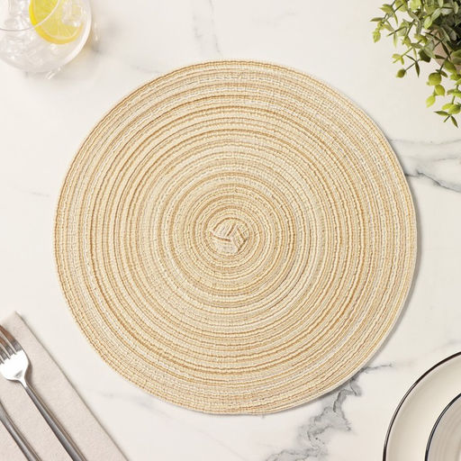 Салфетка сервировочная на стол Доляна Дуо, d=30 см, цвет бежевый  фото 15