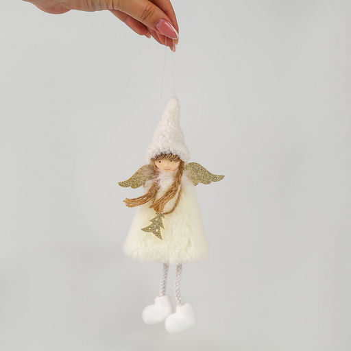 Цена за 9 шт. Ёлочное украшение кукла Фея, белая - Milo toys фото 5