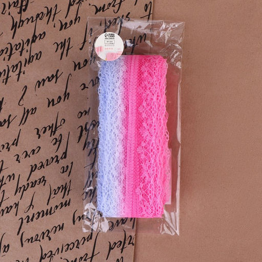 Кружево капроновое «Градиент», 35 мм, 10±1 м, цвет розовый/сиреневый №3