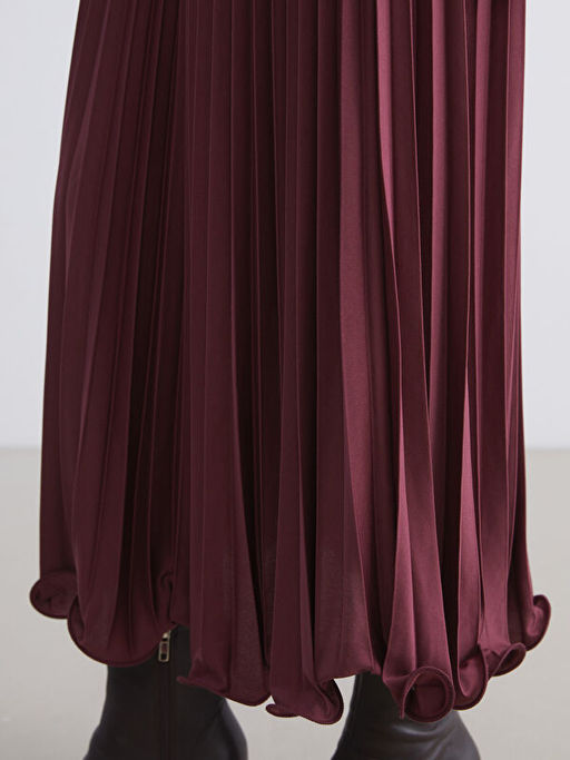 Beli Lastikli ?ifon Pileli Etek