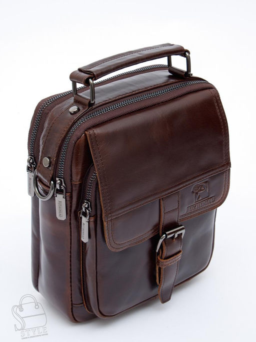 Сумка мужская кожаная 66611M brown Fuzhiniao в Новосибирске