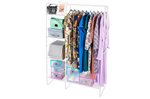 Вешалка для одежды 100*40*150 см Белая + 5 полок - Elan gallery фото 3