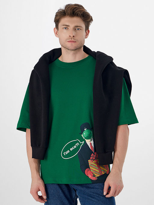 Футболка мужская зеленая с новогодним принтом - Mark formelle фото 6