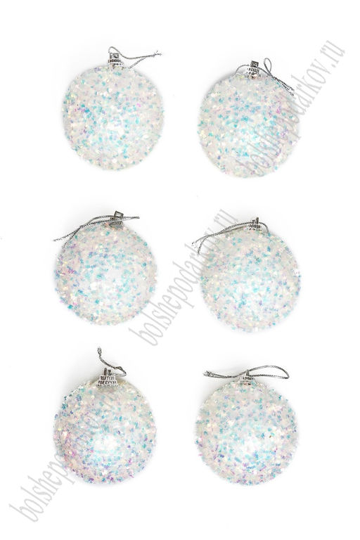 Набор новогодних шаров 6 см (6 шт) SF-7334, белый