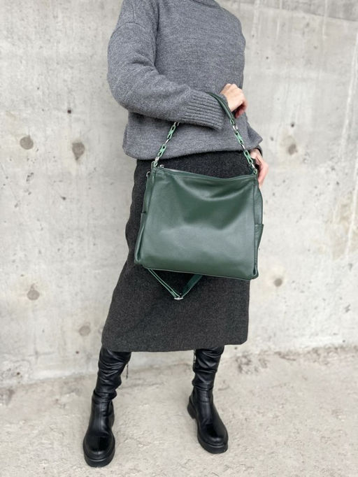 Женская кожаная сумка хобо 8919-9 Грин - Sergio valentini фото 7