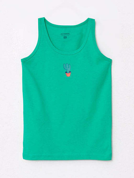 Bisiklet Yaka Bask?l? Pamuklu Erkek ?ocuk Atlet 2li - Waikiki фото 3