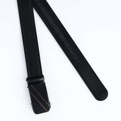 Ремень мужской, 120×3.5 см, кожа под флотер, пряжка автомат, прошив, чёрный