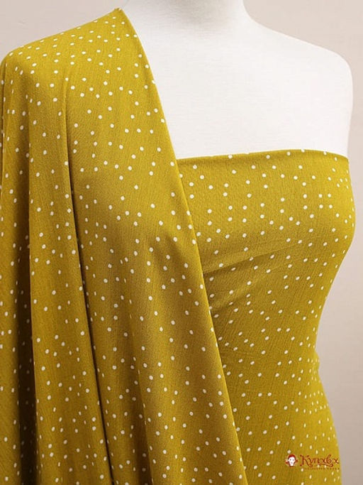 Креп-вискоза с эфф.жатости Россыпь мелкого гороха на темно-горчичном, СОРТ2, ш.1.42м, вискоза-100% - Купава фото 8