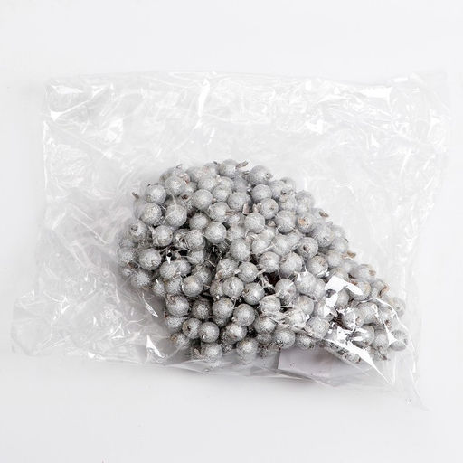 Цена за 5 шт. Декоративные ягодки, серебряные, 7×6×7 см, 40 ягод