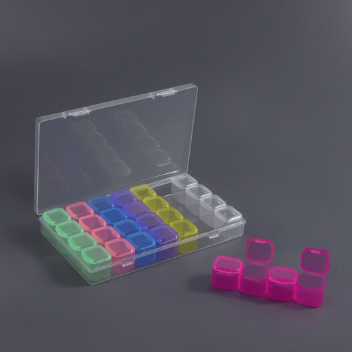 Органайзер для хранения мелочей QF, 28 ячеек, 17.5×10.5×2.5 см, разноцветный