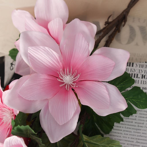 Цветы искусственные «Клематис крупноцветковый», 61×14 см, розовые